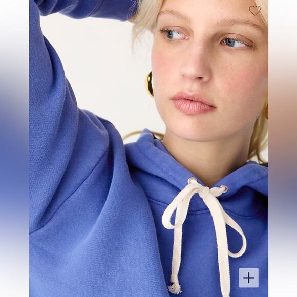 J. Crew Blue Heritage Cropped Hoodie Sz M - Picture 2 of 9